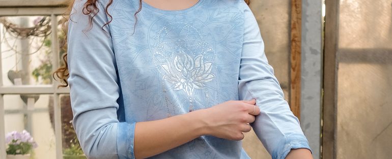 Shirt 3/4-Arm Peaceful Lotus Sky-Blue