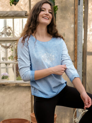 Shirt 3/4-Arm Peaceful Lotus Sky-Blue